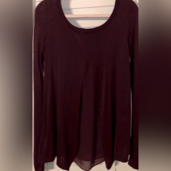 Express long sleeve crewneck sweater rear split panel w/sheer overlay L 🎊SALE - Picture 10 of 13